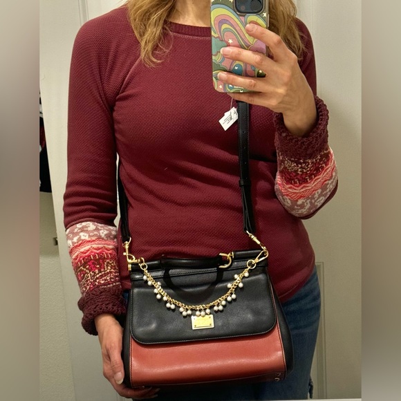 Dolce Gabbana Medium Miss Sicily Dauphine Bag Black Pink with online COA - Picture 16 of 17